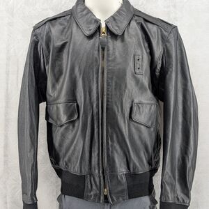 VF Imagewear Jacket Mens Large Black Border Patrol Bomber Cowhide Leather Zip